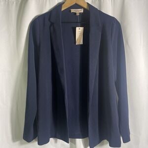 NWT Philosophy Republic Navy Blue Blazer Open Front Long Sleeve Jacket Size 2 XS